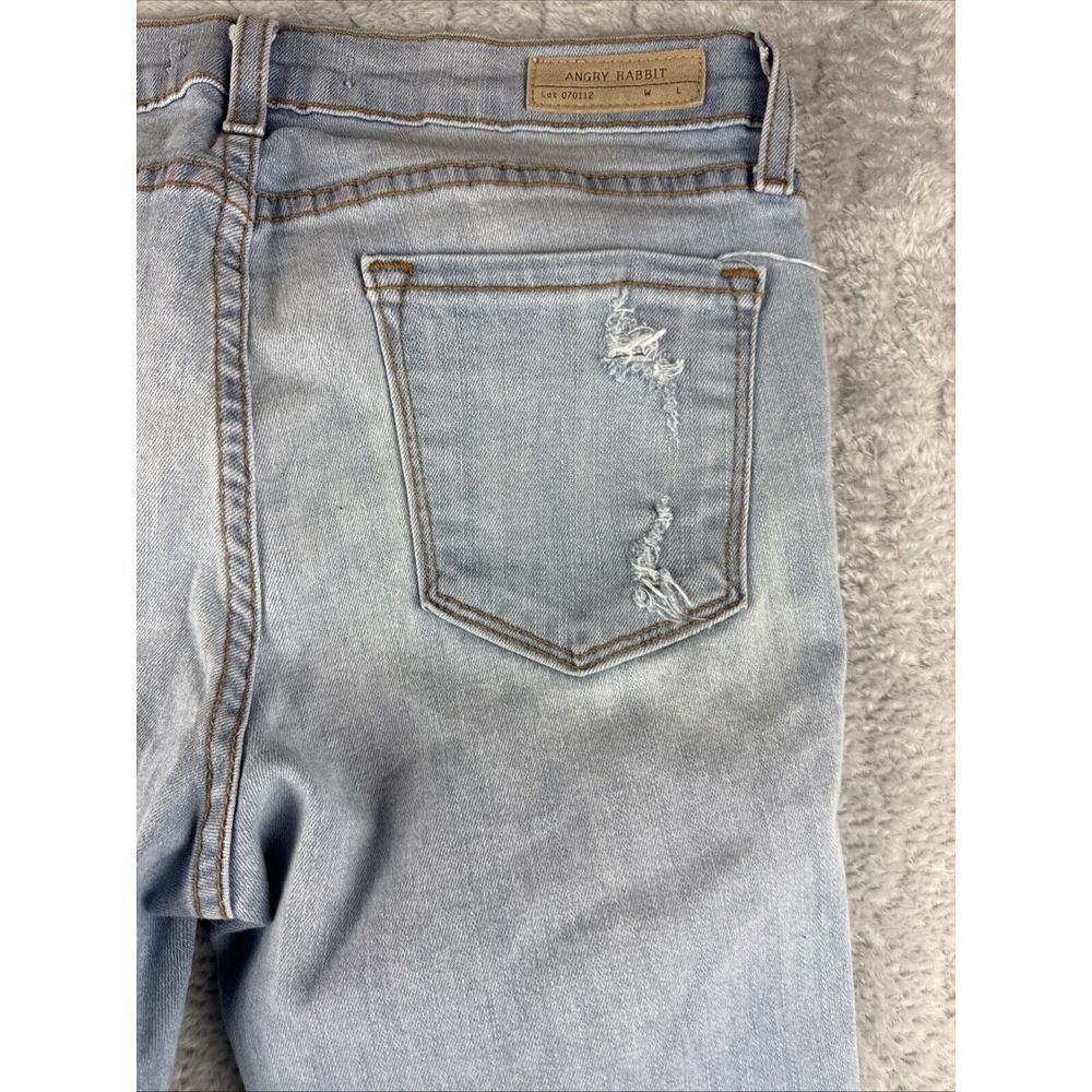 Angry Rabbit Light Washed Distressed Denim Blue Jeans JR Size 7 - Picture 8 of 11